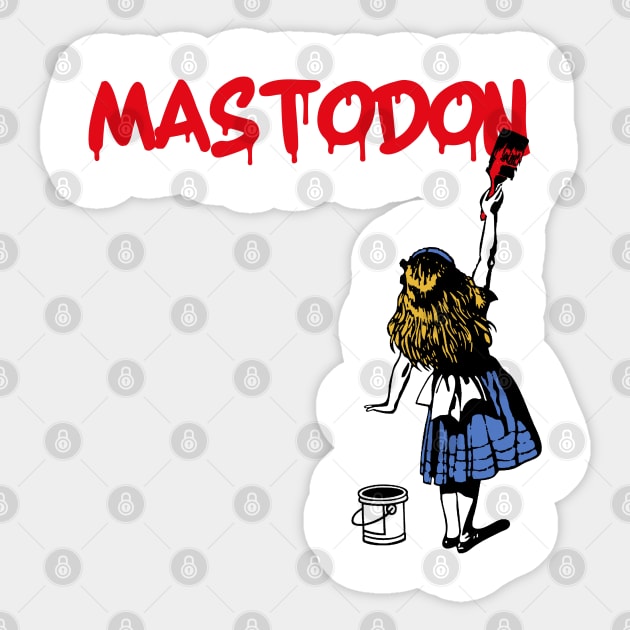 mastodon and red girl Sticker by j and r